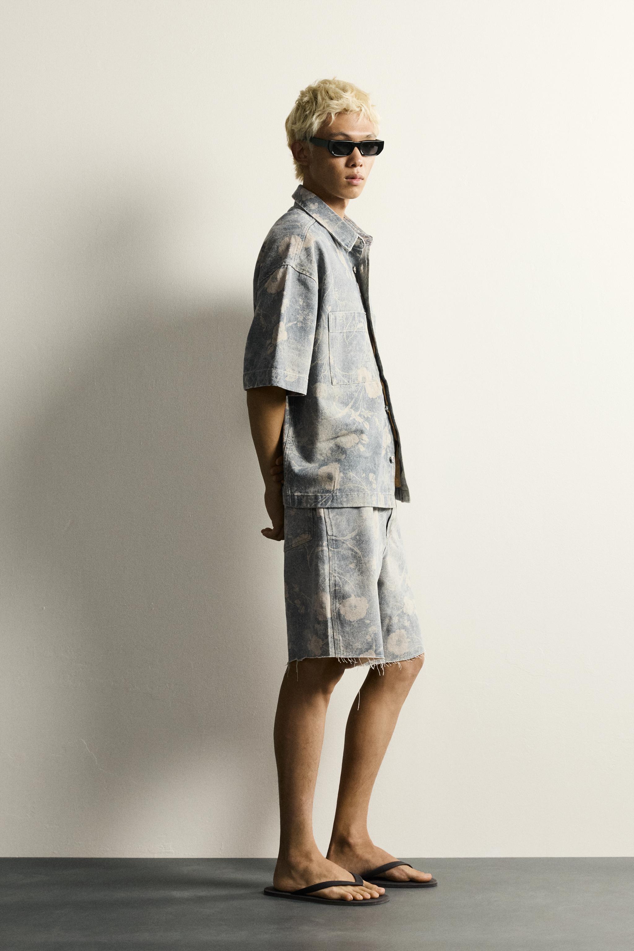 WASHED FLORAL PRINT RELAXED FIT SHIRT